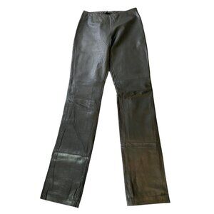 Moda International Black Leather Womens Pants Size 2 Tall